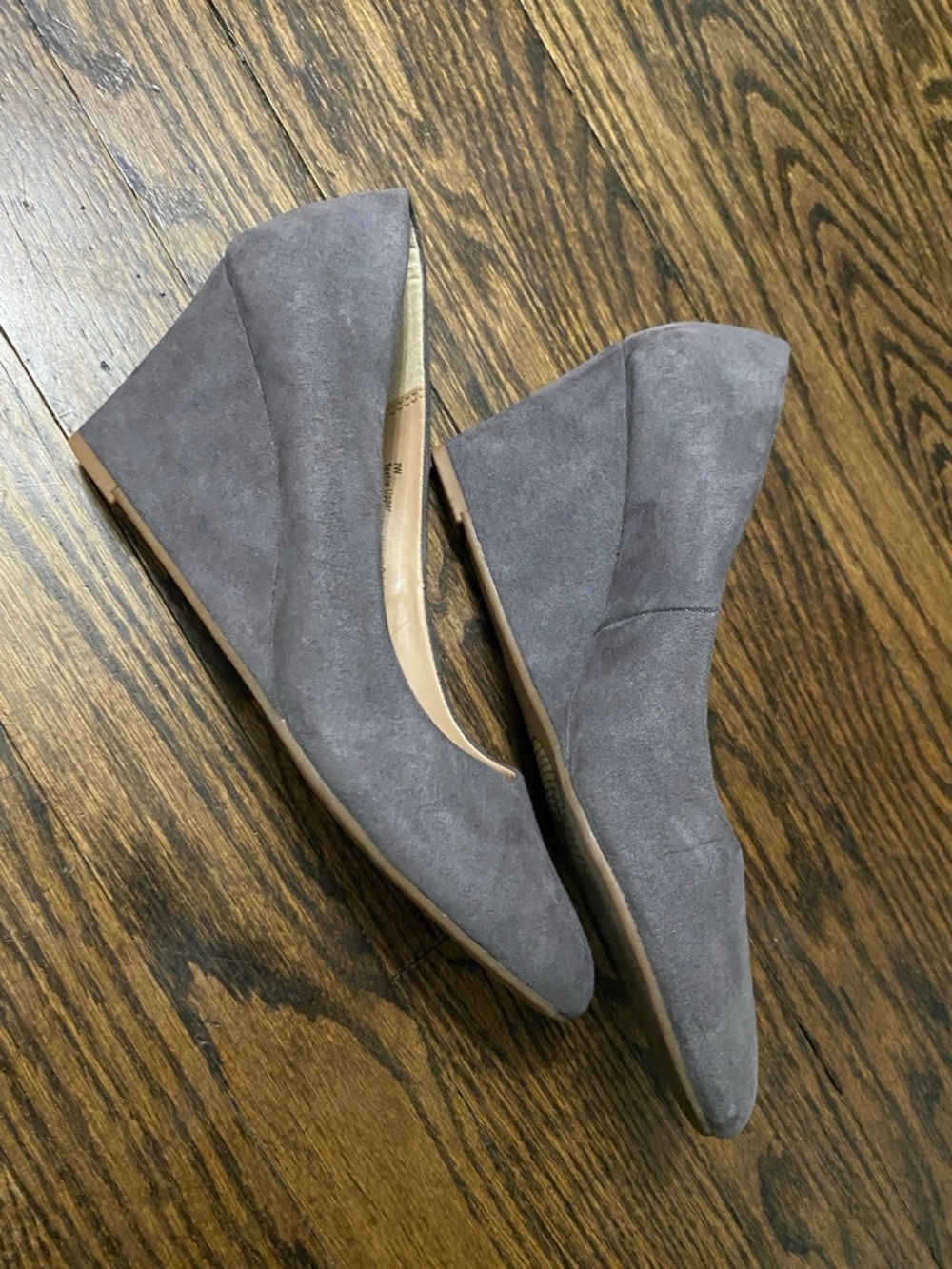 a new day Gray Suede Pointed Toe Wedge Pumps